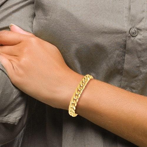 Gold 11mm Semi-Solid Miami Cuban Bracelet - Seattle Gold Grillz