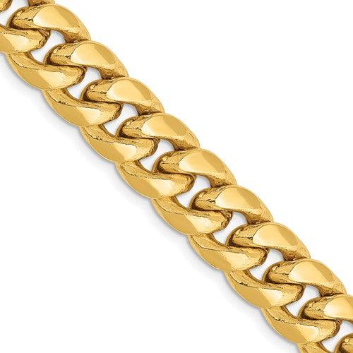 Gold 9.3mm Semi Solid Miami Cuban Link Chain - Seattle Gold Grillz