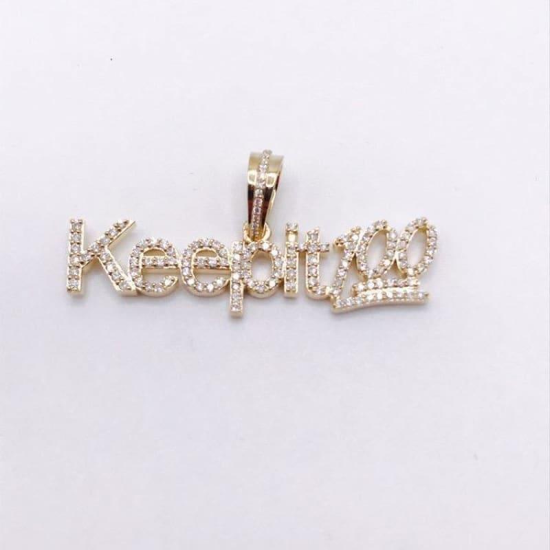 Gold Diamond Keep it 100 Pendant - Seattle Gold Grillz