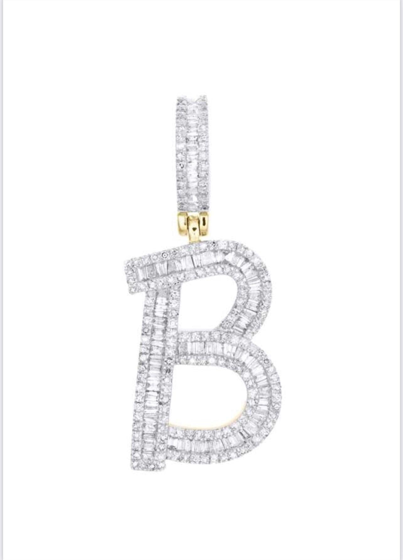 Gold Diamond Letter B Pendant - Seattle Gold Grillz