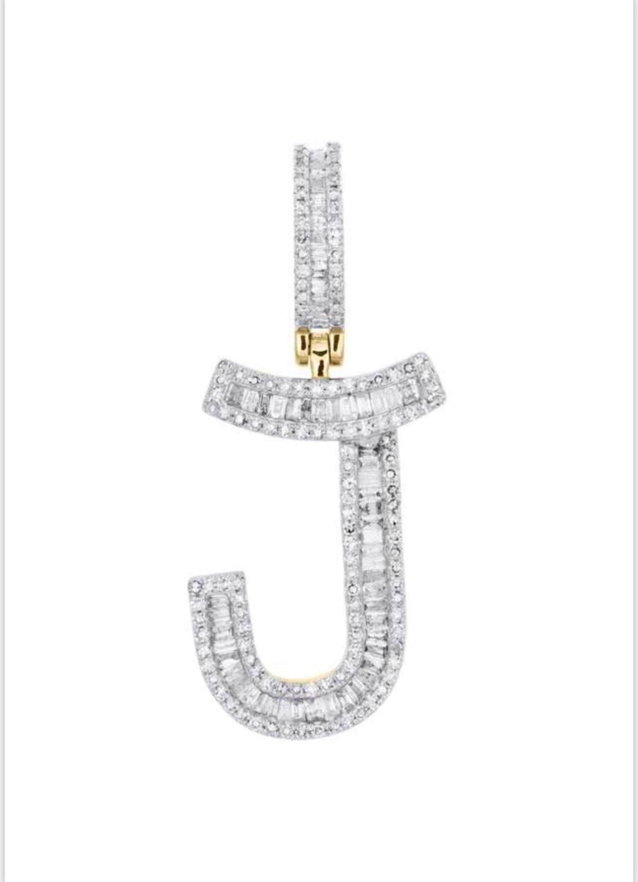 Gold Diamond Letter J Pendant - Seattle Gold Grillz
