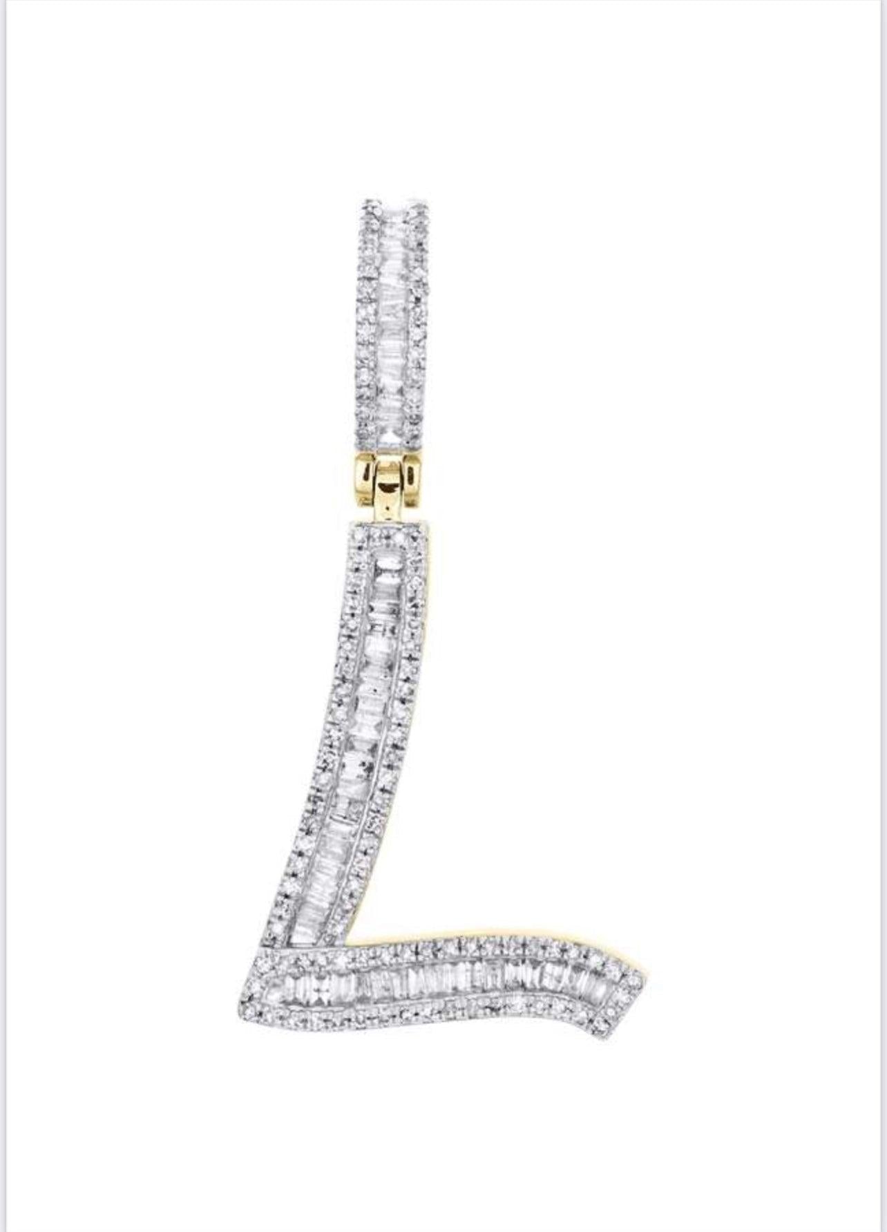 Gold Diamond Letter L Pendant - Seattle Gold Grillz