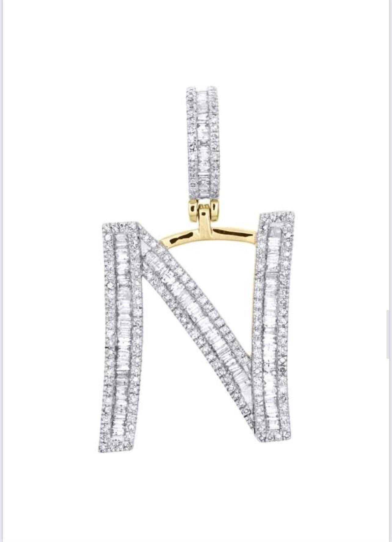Gold Diamond Letter N Pendant - Seattle Gold Grillz