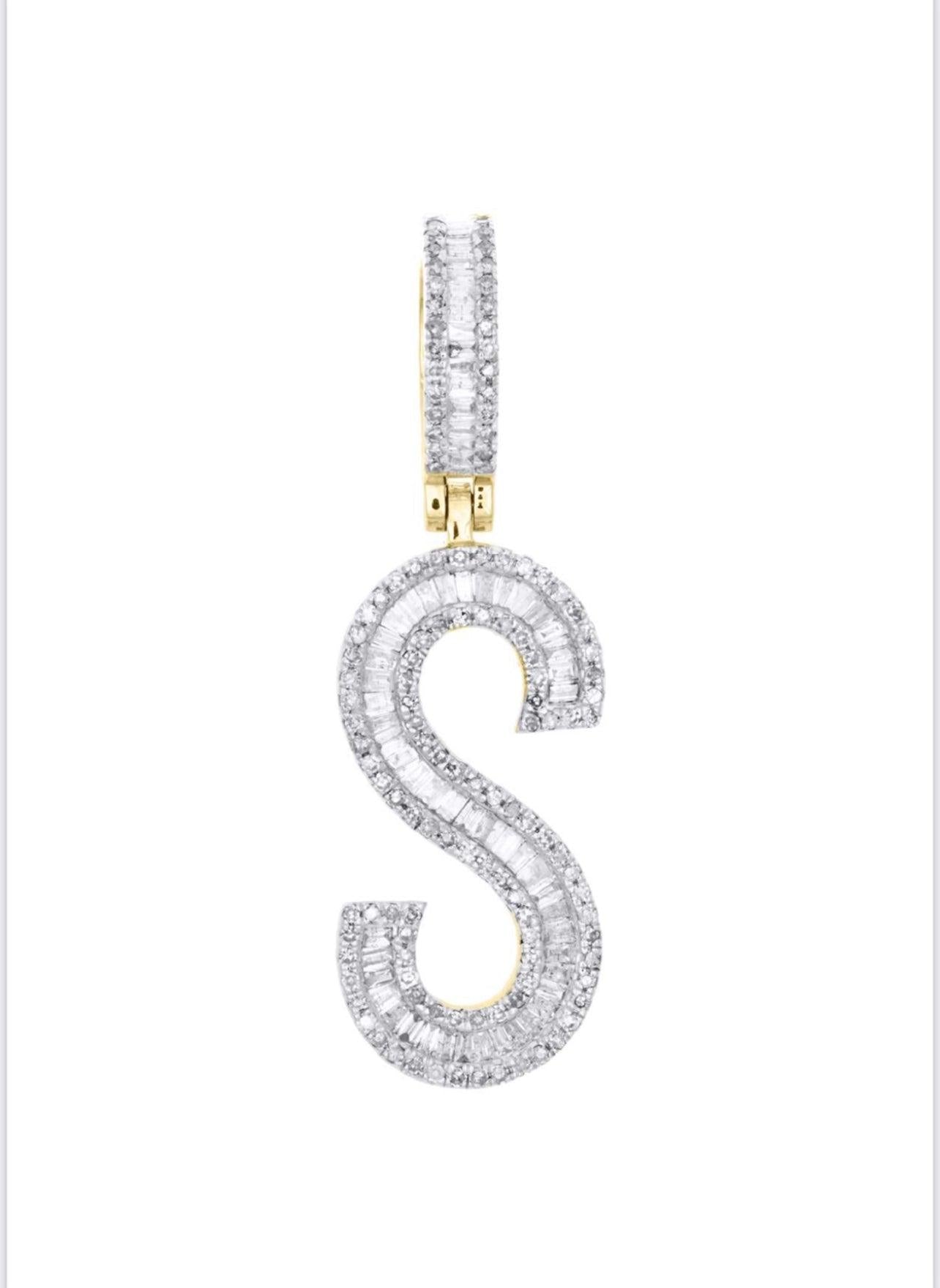 Gold Diamond Letter S Pendant - Seattle Gold Grillz