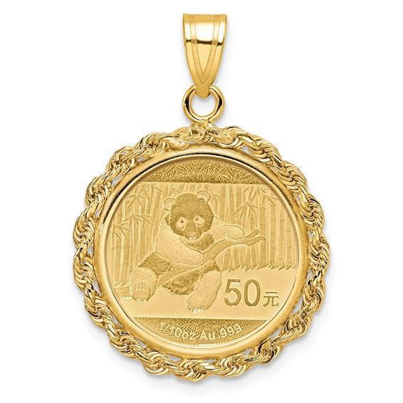 Hand Made Rope Polished Prong Bezel with Coin - Seattle Gold Grillz