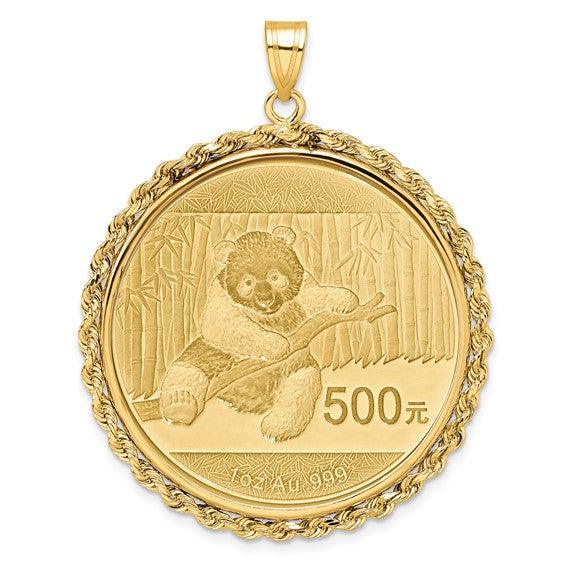 Hand Made Rope Polished Prong Bezel with Coin - Seattle Gold Grillz