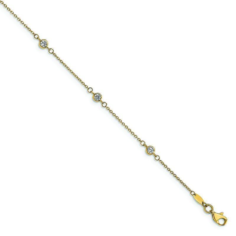 Leslie's 14k CZ Polished with 1in ext. Anklet - Seattle Gold Grillz