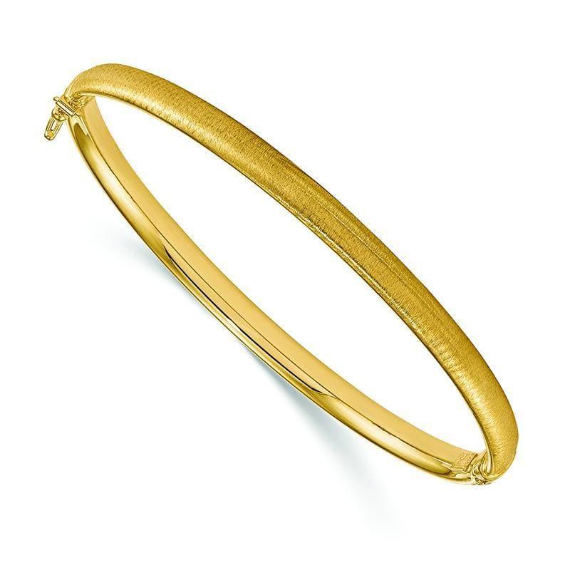 Leslie's 14k Polished and Brushed Hinged Bangle - Seattle Gold Grillz