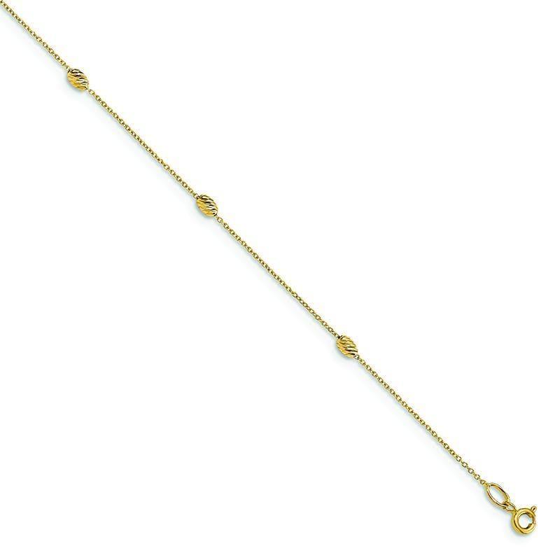 Leslie's 14k Polished & D-C with 1in ext. Anklet - Seattle Gold Grillz