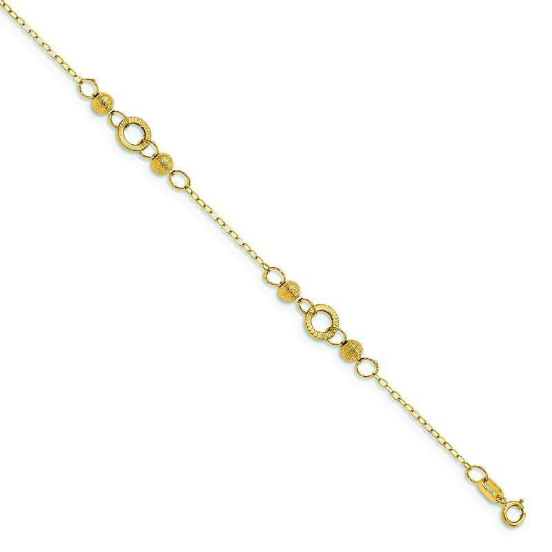 Leslie's 14k Polished and Laser Textured Anklet - Seattle Gold Grillz