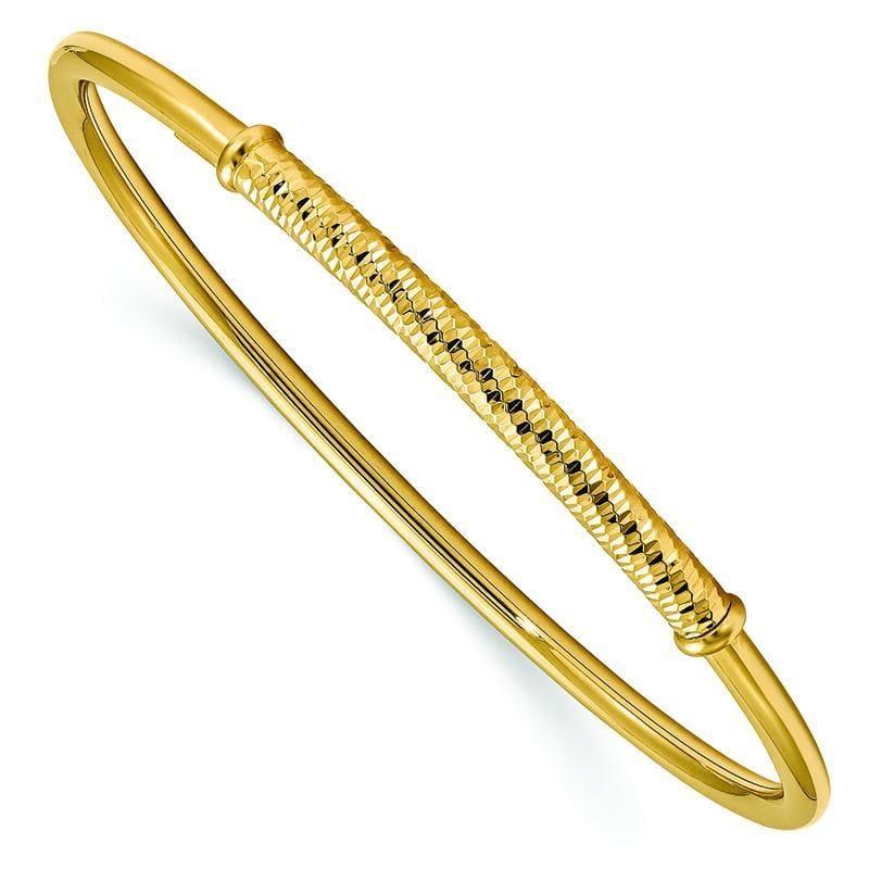 Leslie's 14K Polished & Textured Bar Pull Apart Flexible Bangle - Seattle Gold Grillz
