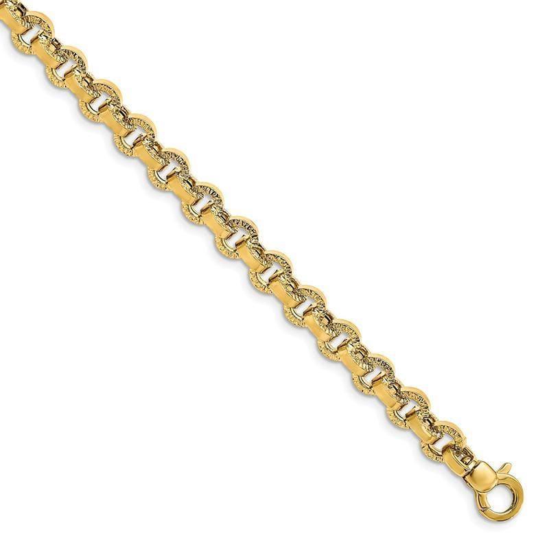 Leslie's 14K Polished & Textured Fancy Link Bracelet - Seattle Gold Grillz
