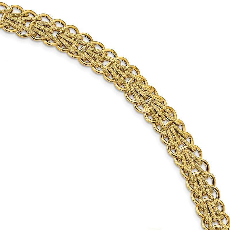 Leslie's 14K Polished & Textured Fancy Link Bracelet - Seattle Gold Grillz