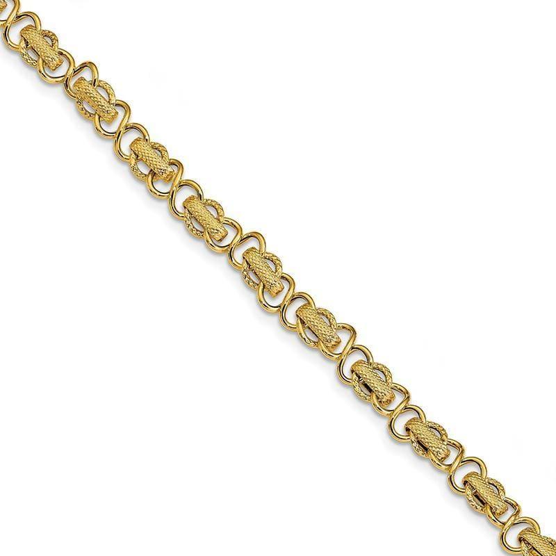 Leslie's 14K Polished & Textured Fancy Link Bracelet - Seattle Gold Grillz