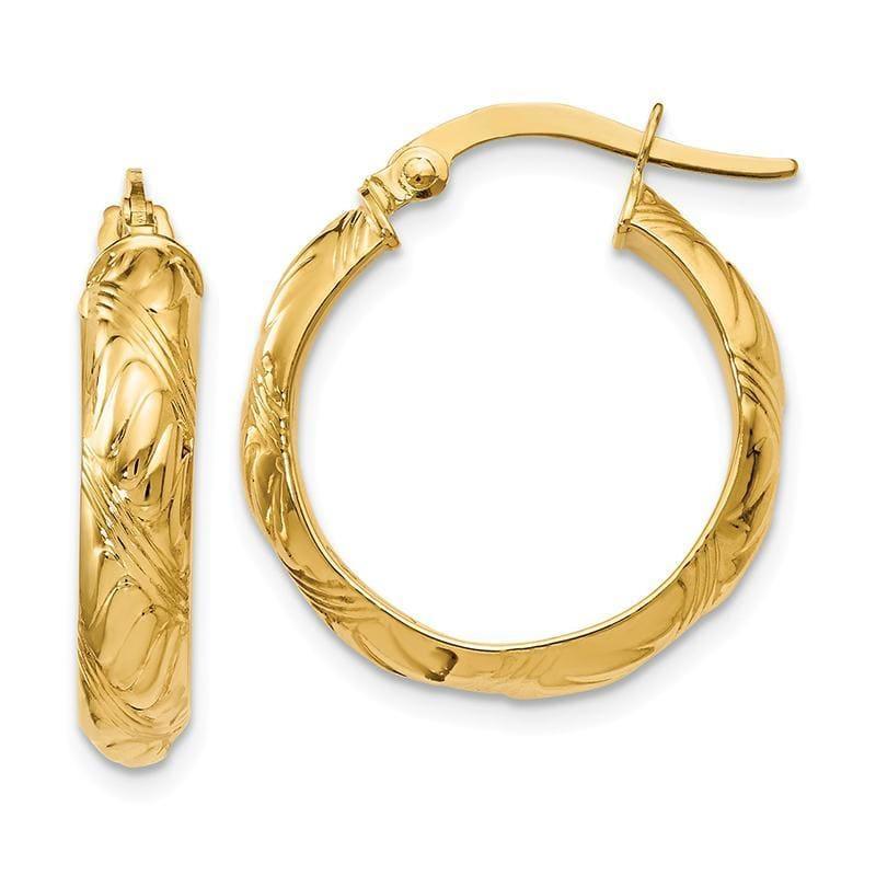 Leslie's 14k Polished and Textured Hinged Hoop Earrings - Seattle Gold Grillz