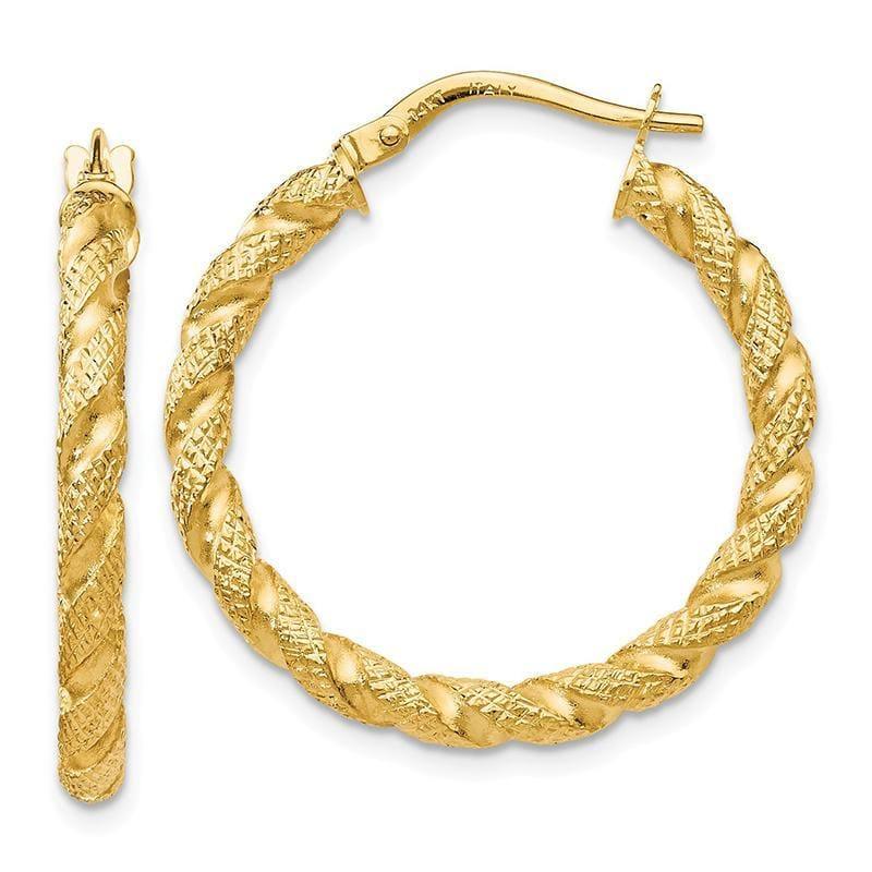 Leslie's 14k Polished and Textured Twisted Hoop Earrings - Seattle Gold Grillz