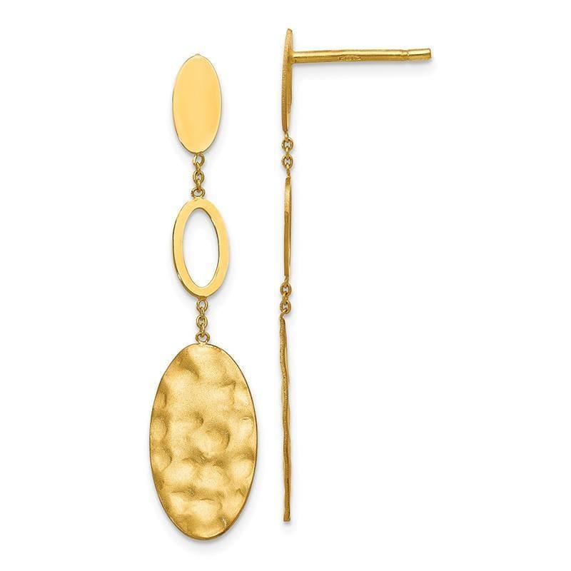 Leslie's 14k Polished, Brushed and Textured Post Dangle Earrings - Seattle Gold Grillz