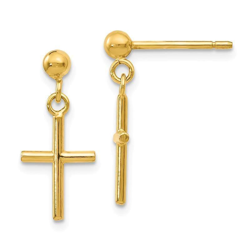 Leslie's 14k Polished Cross Post Drop Earrings - Seattle Gold Grillz
