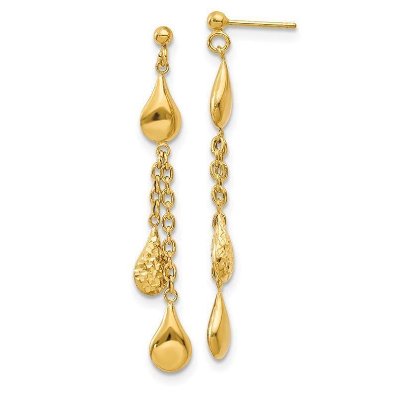 Leslie's 14K Polished D-C Tear Drop Dangle Post Earrings - Seattle Gold Grillz