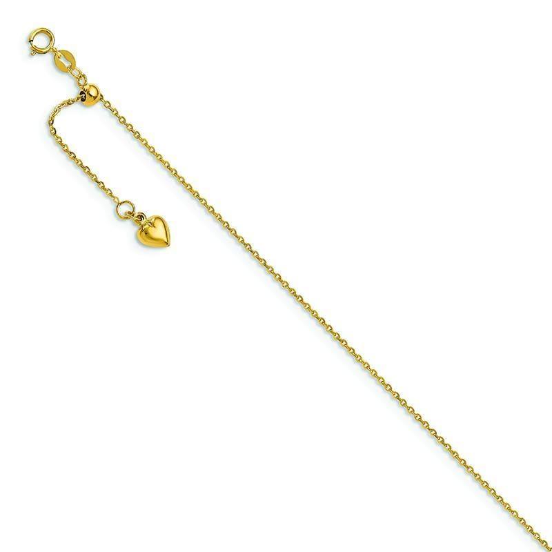 Leslie's 14k Polished Dangle Heart Adjustable Anklet - Seattle Gold Grillz