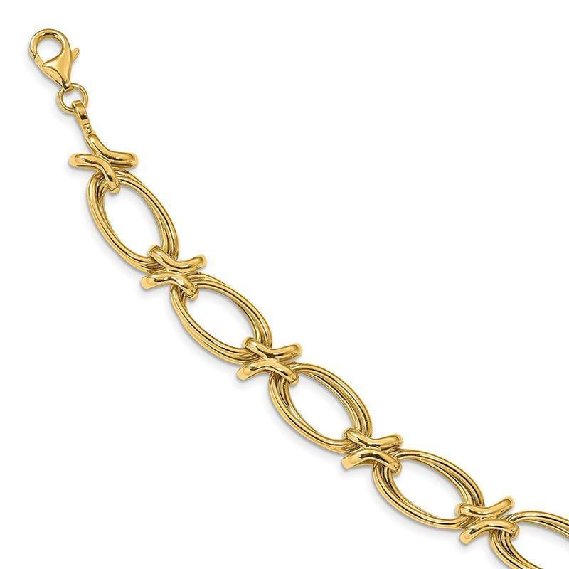 Leslie's 14k Polished Fancy Link Bracelet - Seattle Gold Grillz