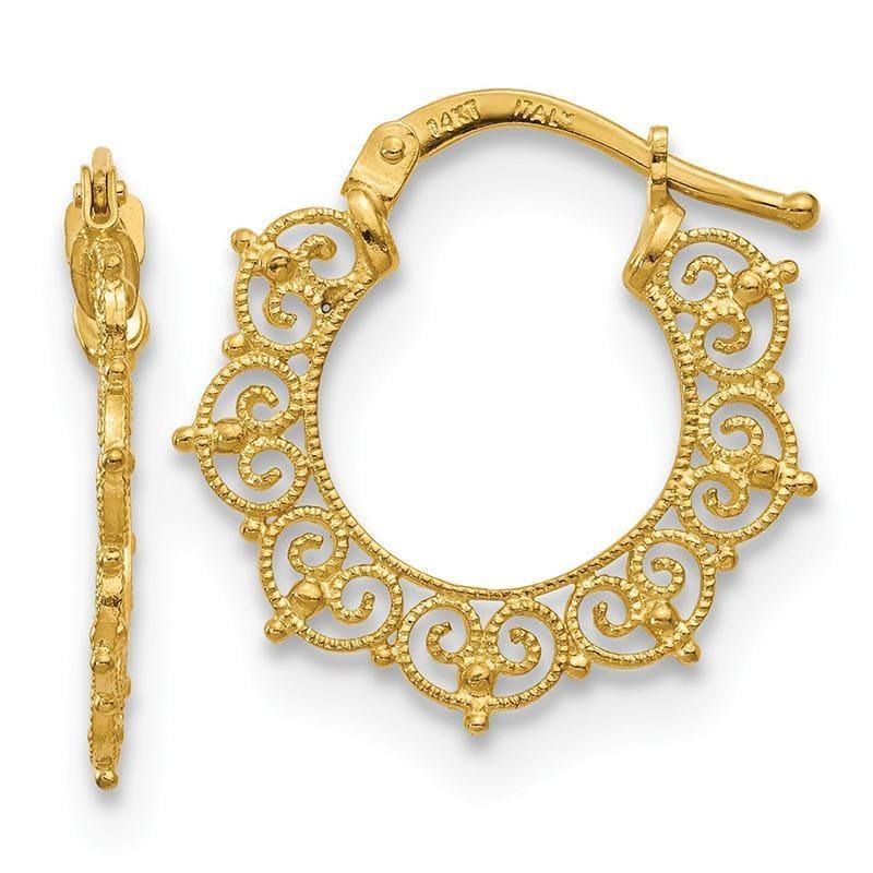 Leslie's 14K Polished Fancy Pattern Hoop Earrings - Seattle Gold Grillz