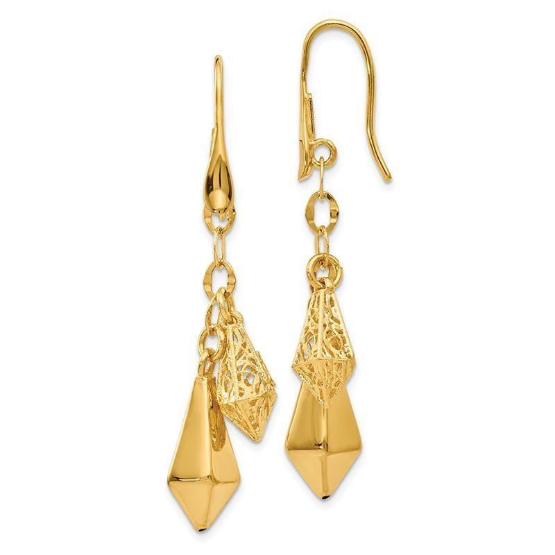 Leslie's 14k Polished Filigree Dangle Earrings - Seattle Gold Grillz