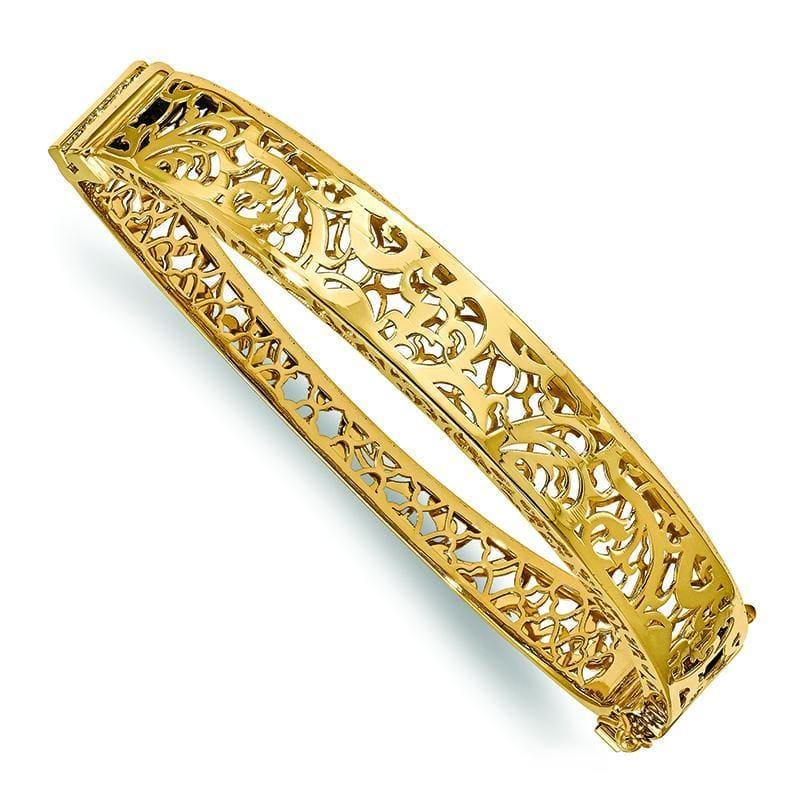 Leslie's 14K Polished Hollow Fancy Bangle - Seattle Gold Grillz