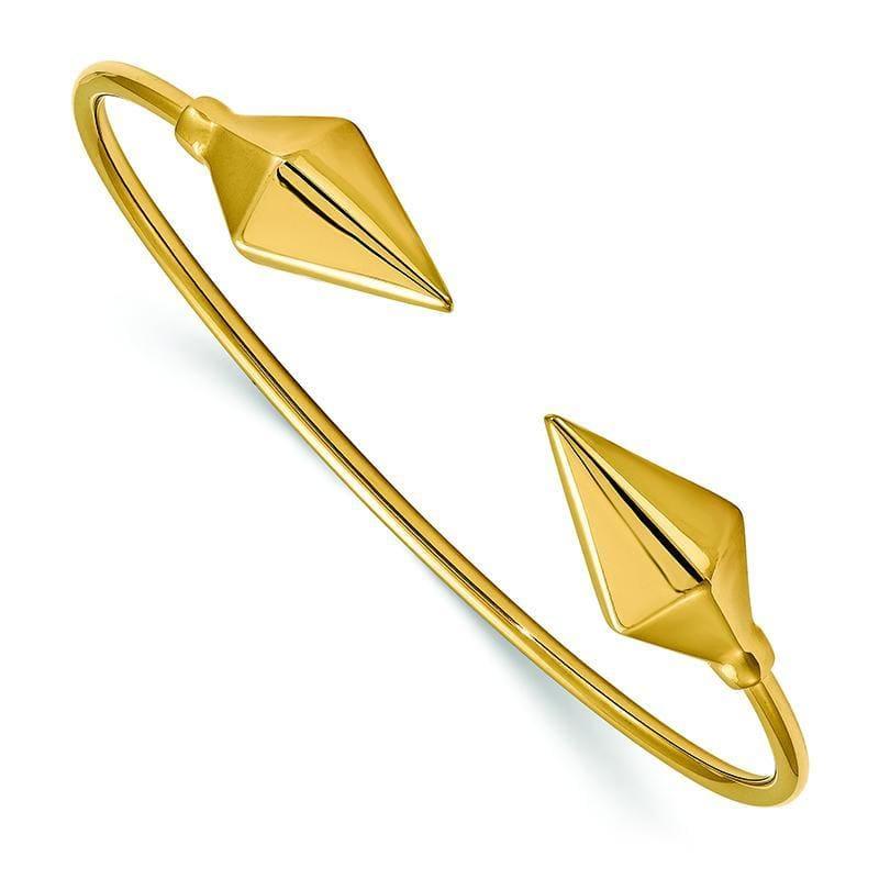 Leslie's 14K Polished Pointed Ends Flexible Cuff Bangle - Seattle Gold Grillz