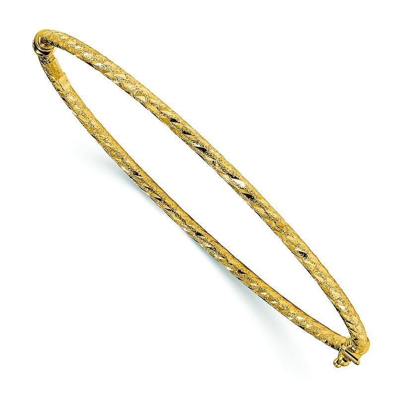 Leslie's 14k Polished Textured & D-C Hinged Bangle - Seattle Gold Grillz