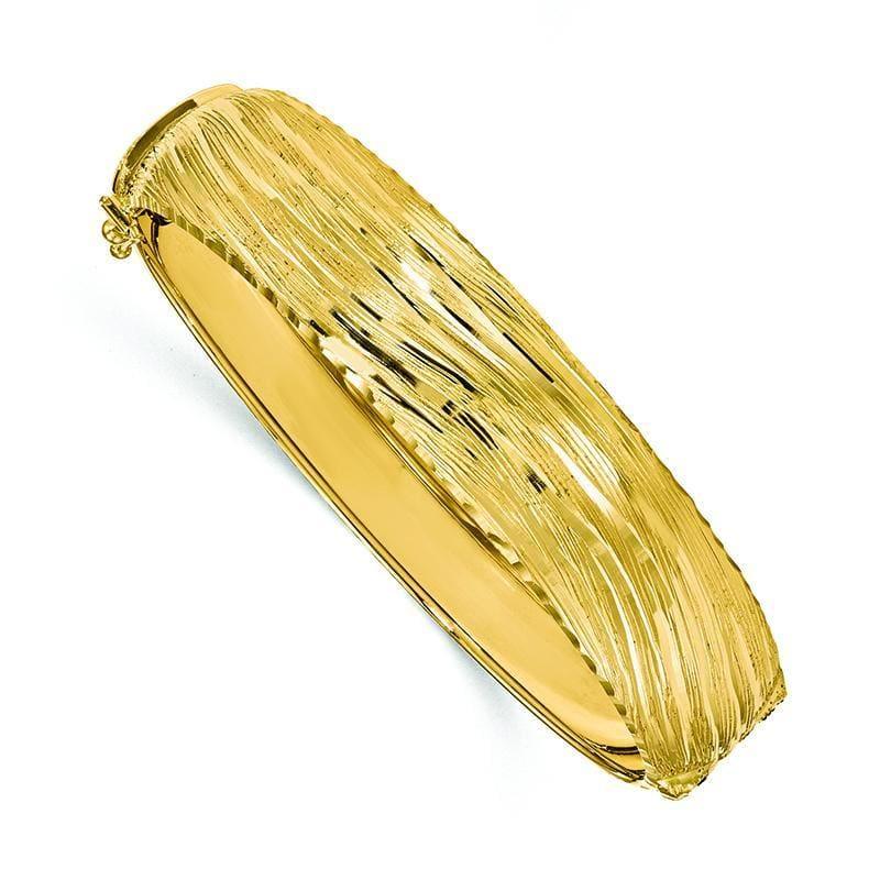 Leslie's 14k Polished Textured Bangle - Seattle Gold Grillz