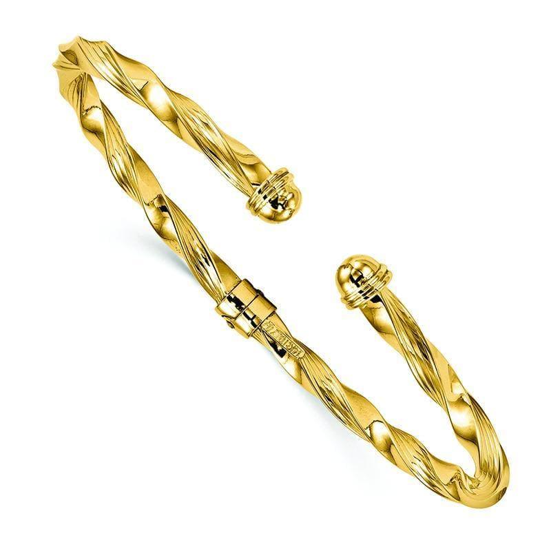 Leslie's 14k Polished Textured Hinge Cuff Bangle - Seattle Gold Grillz