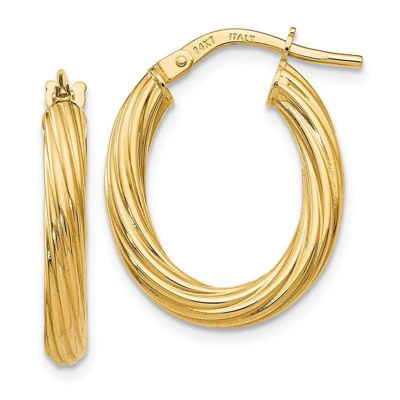 Leslie's 14k Polished Twisted Oval Hoop Earrings - Seattle Gold Grillz