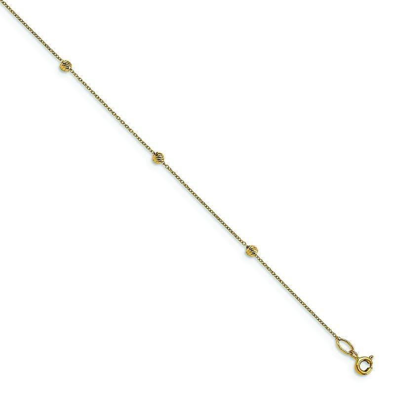 Leslie's 14K Polished w-1 in ext. Anklet - Seattle Gold Grillz