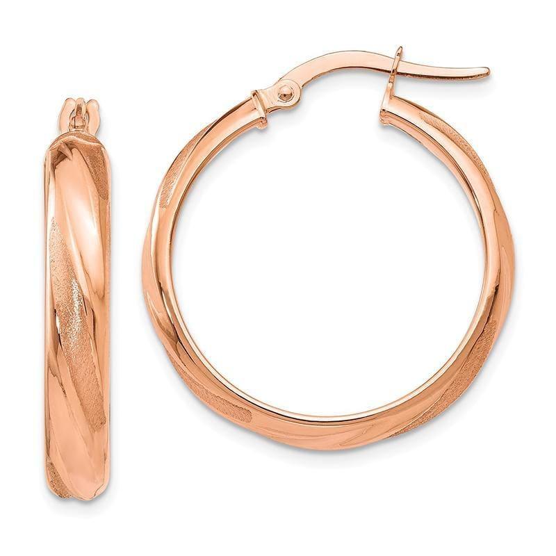 Leslie's 14k Rose Gold Polished and Satin Hoop Earrings - Seattle Gold Grillz