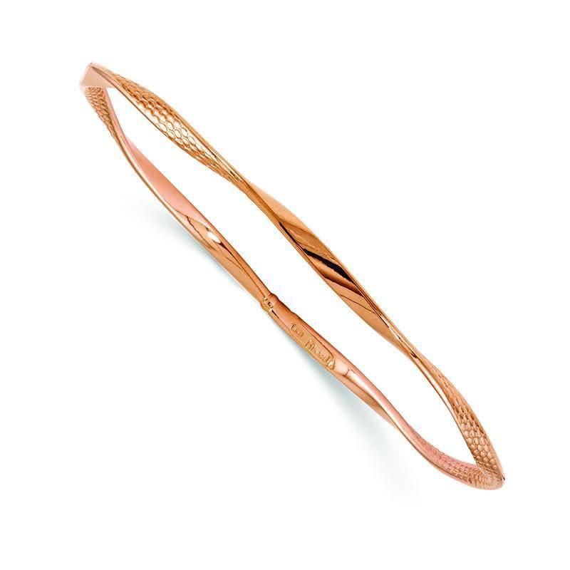 Leslie's 14k Rose Gold Polished and Textured Twisted Slip-on Bangle - Seattle Gold Grillz