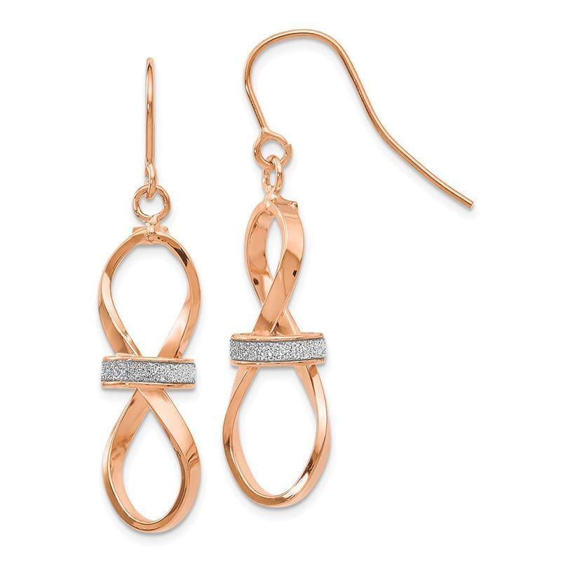 Leslie's 14k Rose Gold Polished Glitter Infused Dangle Earrings - Seattle Gold Grillz