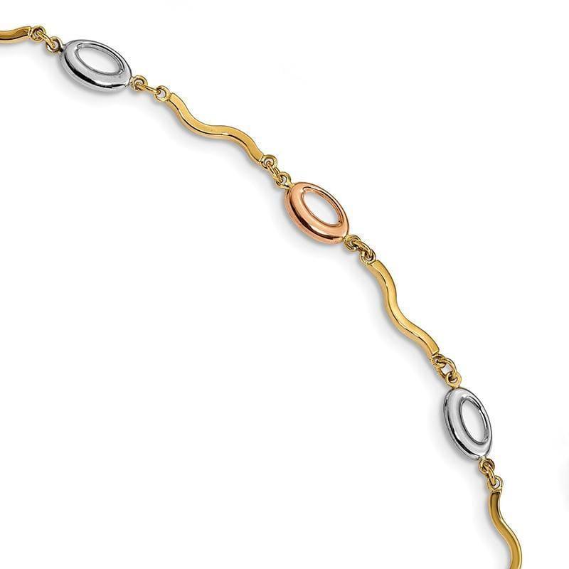 Leslie's 14K Tri-color Polished Fancy Link Bracelet - Seattle Gold Grillz