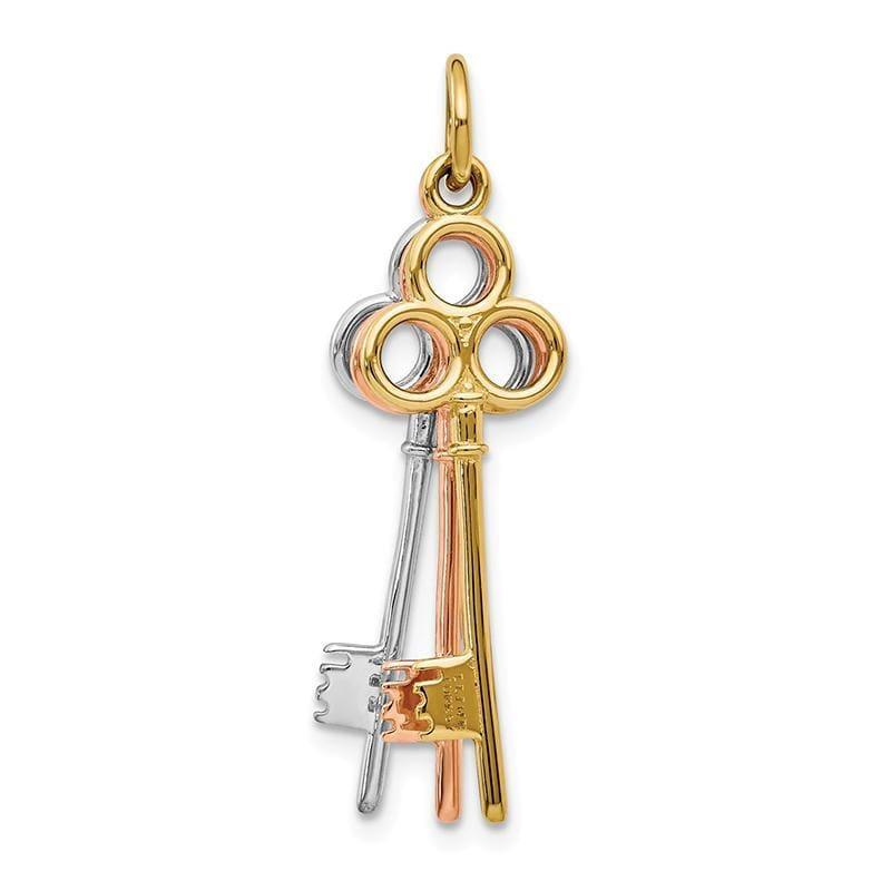 Leslie's 14k Tri-color Polished Keys Pendant - Seattle Gold Grillz