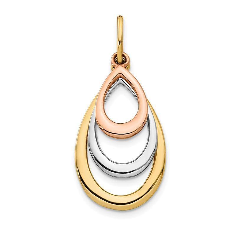 Leslie's 14K Two-tone & White Rhodium Polished Tear Drop Pendant - Seattle Gold Grillz