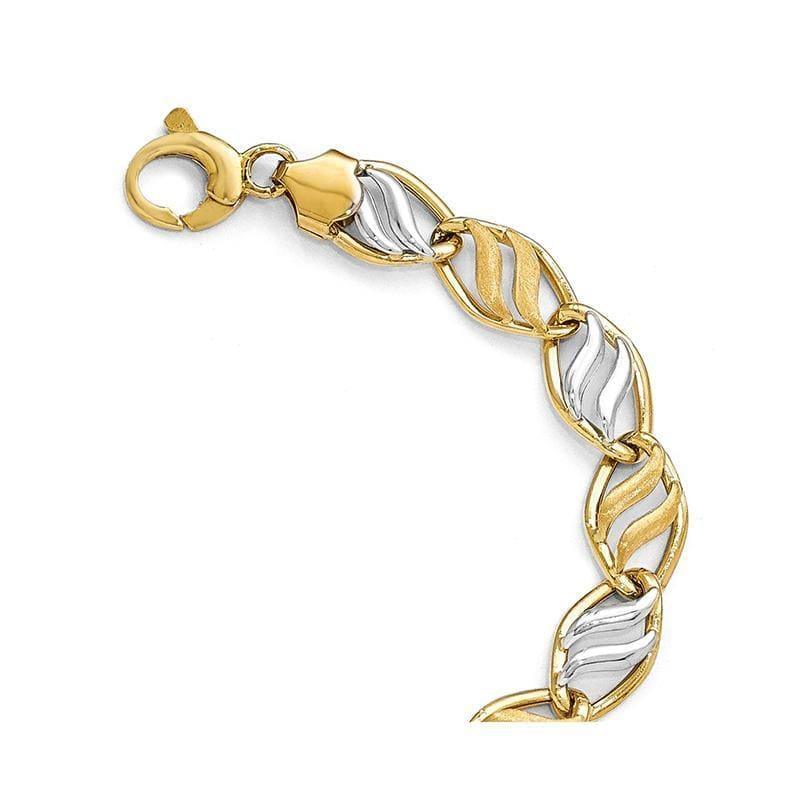 Leslie's 14k Two-tone Polished & Brushed Link Bracelet - Seattle Gold Grillz