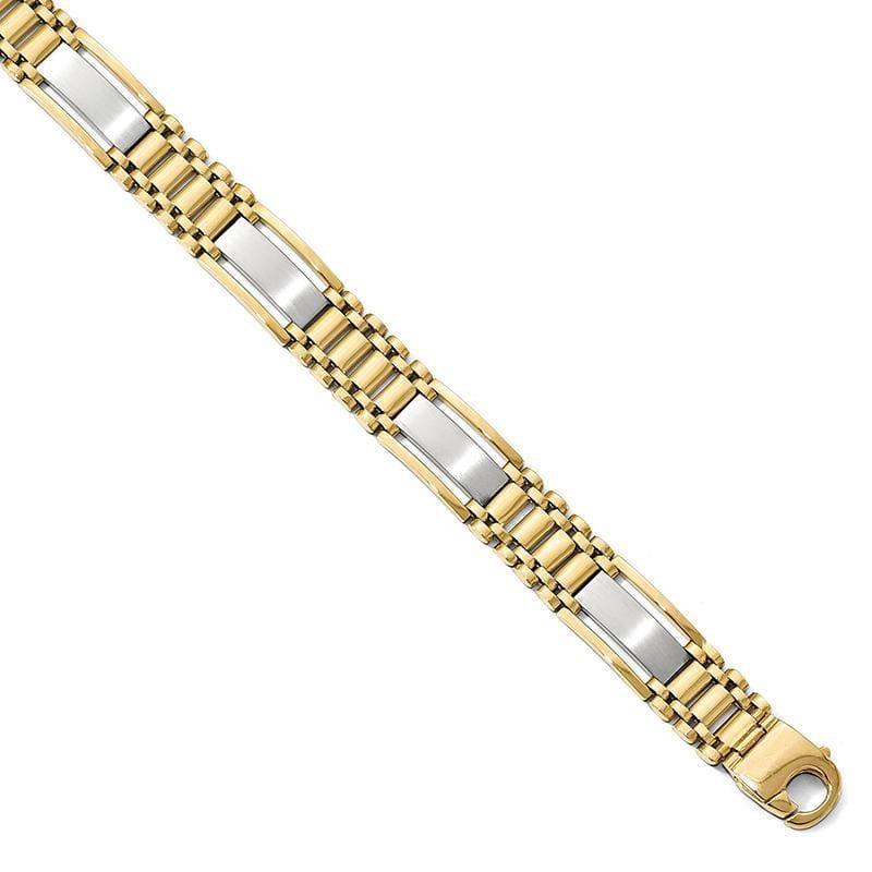 Leslie's 14k Two-tone Polished and Satin Mens Bracelet - Seattle Gold Grillz