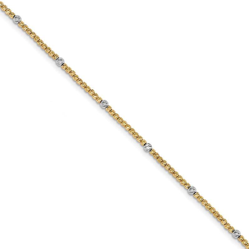 Leslie's 14K Two-tone Polished D-C Beaded Bracelet - Seattle Gold Grillz