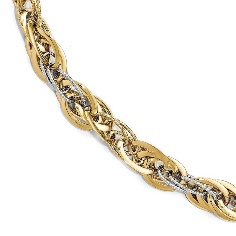 Leslie's 14k Two-tone Polished D-C Fancy Link Bracelet - Seattle Gold Grillz