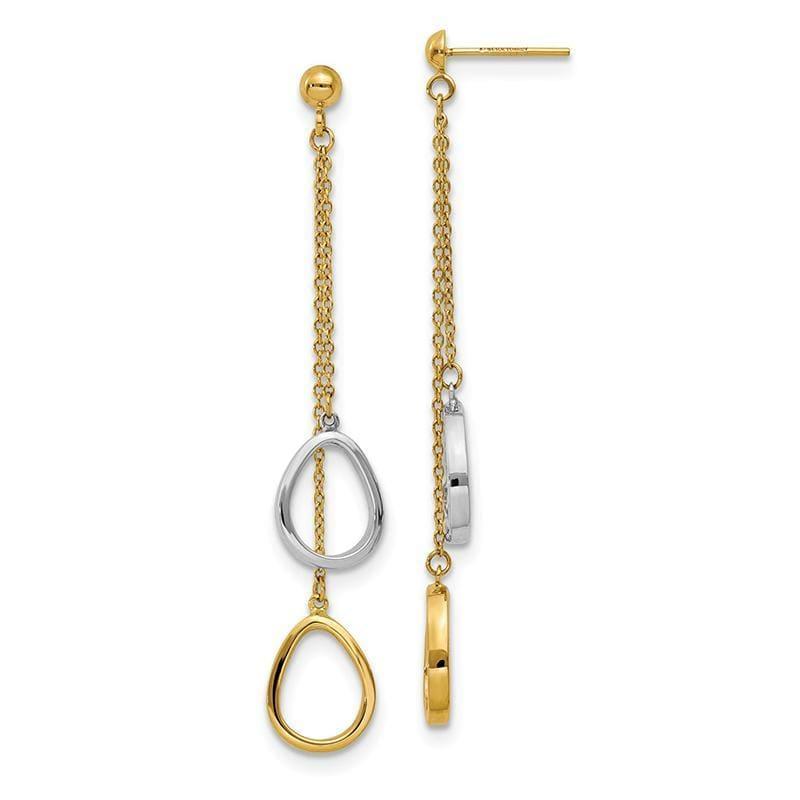 Leslie's 14K Two-tone Polished Dangle Post Earrings - Seattle Gold Grillz