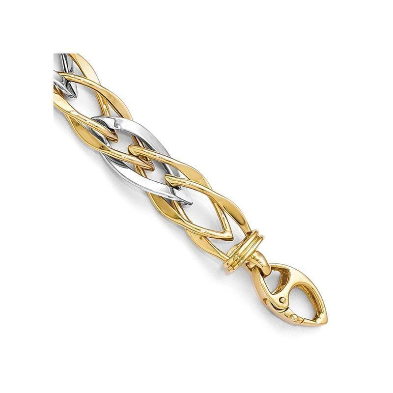 Leslie's 14k Two-tone Polished Fancy Link Bracelet - Seattle Gold Grillz