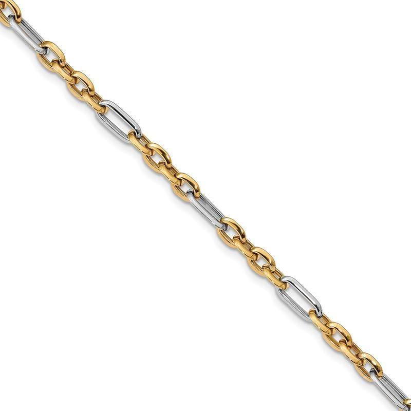 Leslie's 14K Two-tone Polished Fancy Link Bracelet - Seattle Gold Grillz