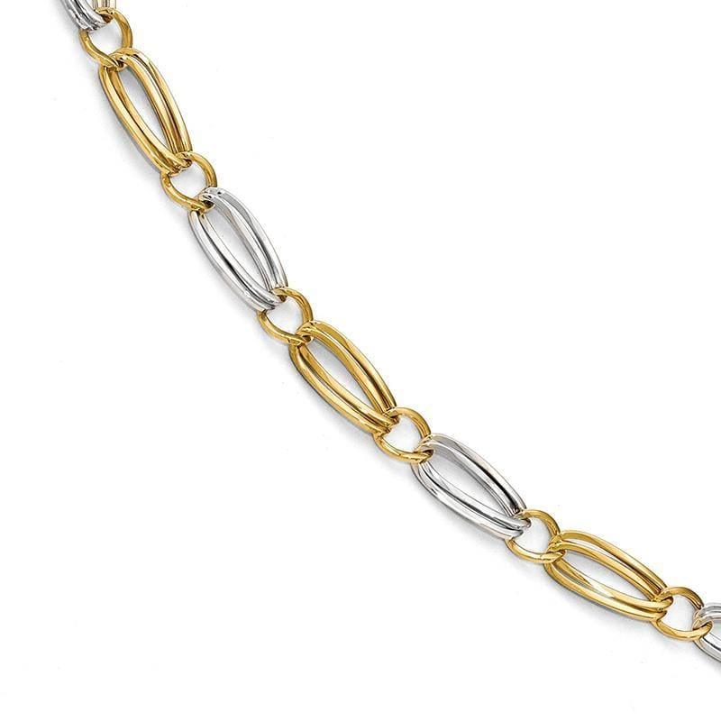 Leslie's 14K Two-tone Polished Fancy Link Bracelet - Seattle Gold Grillz