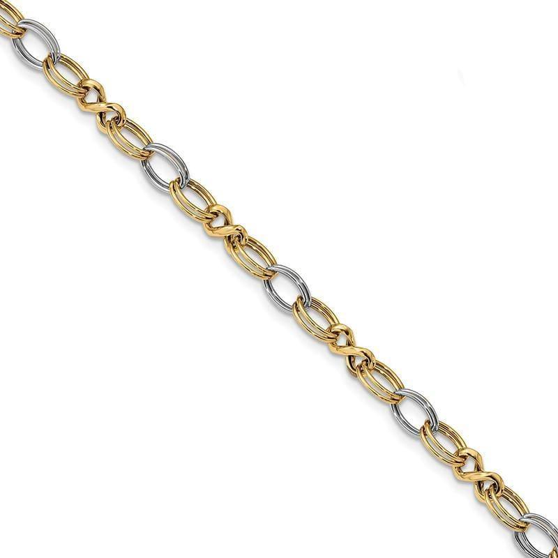 Leslie's 14K Two-tone Polished Fancy Link Bracelet - Seattle Gold Grillz