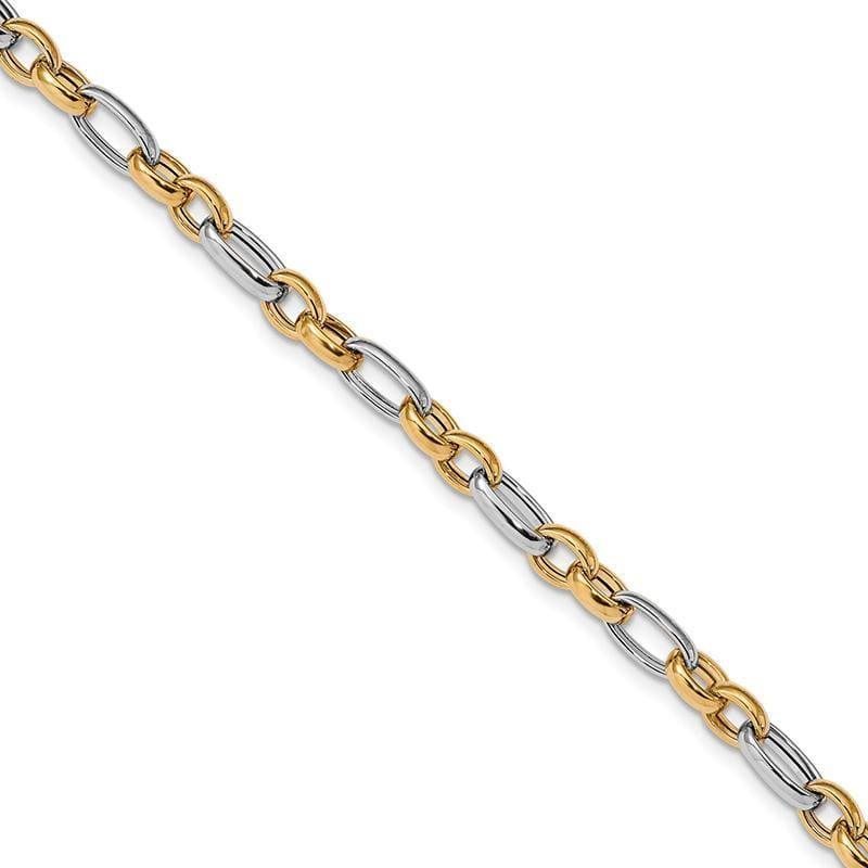 Leslie's 14K Two-tone Polished Fancy Link Bracelet - Seattle Gold Grillz